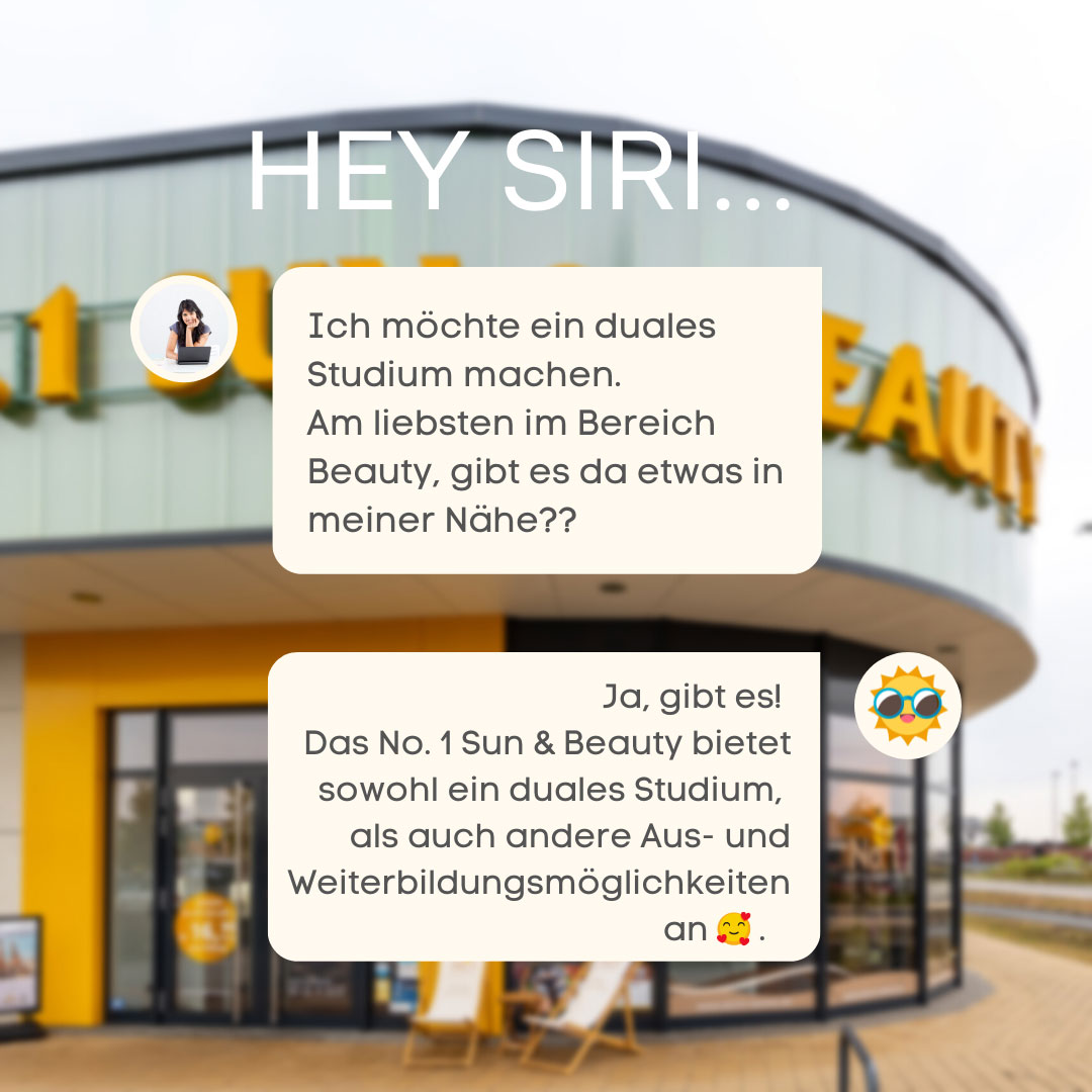 Ausbildungsplatz für ein duales Studium mit dem Abschluss Bachelor of Arts Gesundheitsmanagement oder Bachelor of Arts Ernährungsberatung Sonnenstudio und Solarium No. 1 Sun & Beauty
